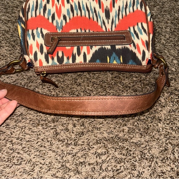 Chaps Brown and Red Shoulder Bag with Leather Accents - Picture 6 of 11